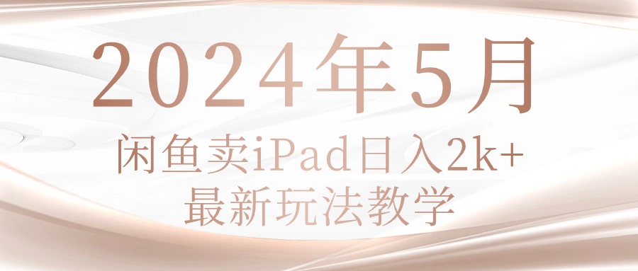 （10459期）2024年5月闲鱼卖ipad日入2k，最新玩法教学-八百库