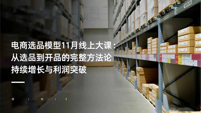 电商选品模型11月线上大课:从选品到开品的完整方法论 持续增长与利润突破-八百库