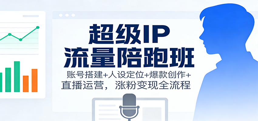 超级IP流量陪跑班：账号搭建+人设定位+爆款创作+直播运营，涨粉变现全流程-八百库