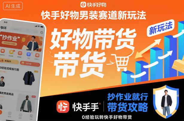 快手好物男装赛道新玩法,抄作业就行,0经验玩转快手好物带货-八百库