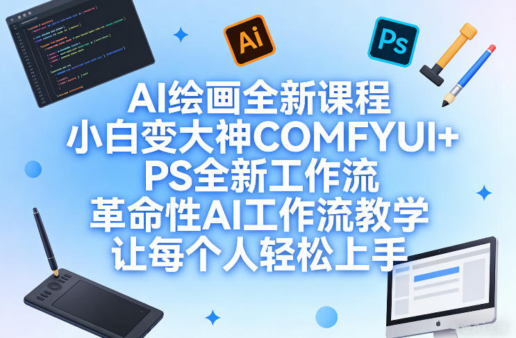 AI绘画全新课程，小白变大神COMFYUI+PS全新工作流，革命性AI工作流教学，让每个人轻松上手-八百库