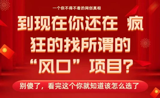马上26年了,你还在找所谓的风口项目?别傻了,看完这个你全都懂了!【揭秘】-八百库
