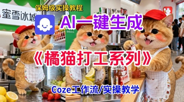 Coze扣子工作流一键生成胖橘猫打工短视频,保姆级实操搭建教学-八百库