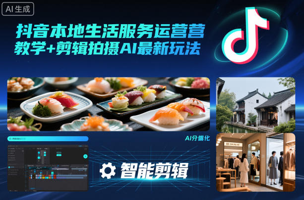 抖音本地生活服务运营教学+剪辑拍摄AI最新玩法-八百库