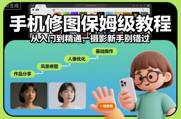 手机修图保姆级教程，从入门到精通，摄影新手别错过-八百库