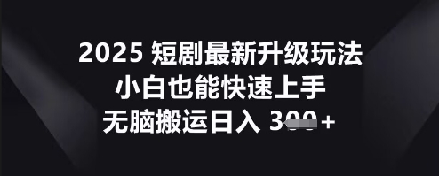 2025短剧最新升级玩法，小白也能快速上手，无脑搬运日入3张-八百库