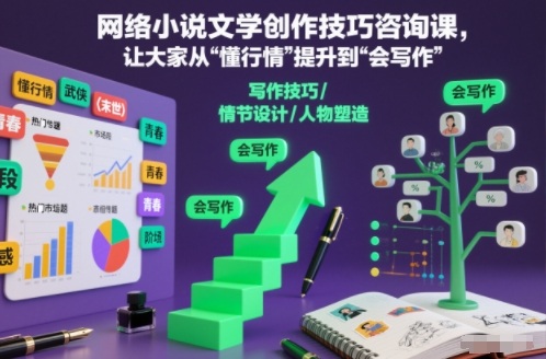 网络小说文学创作技巧咨询课,让大家从“懂行情”提升到”会写作”的高度-八百库