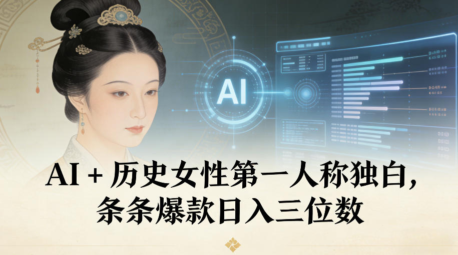 AI+历史女性第一人称独白，条条爆款日入三位数-八百库