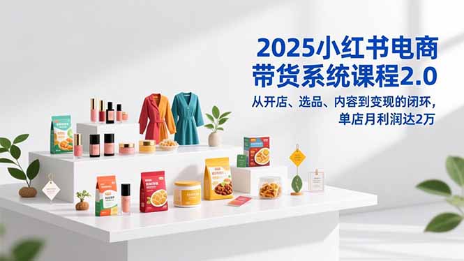 2025小红书电商带货系统课程2.0，从开店、选品、内容到变现的闭环，单店月利润达2万-八百库