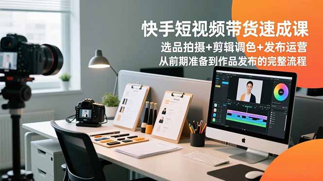 快手短视频带货速成课，选品拍摄+剪辑调色+发布运营，从前期准备到作品发布的完整流程-八百库