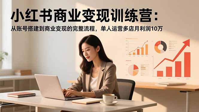 小红书商业变现训练营：从账号搭建到商业变现的完整流程，单人运营多店月利润10万-八百库