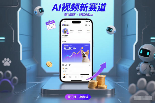 AI视频新赛道，宠物播客仅注册5天涨粉2W，收益非常可观-八百库