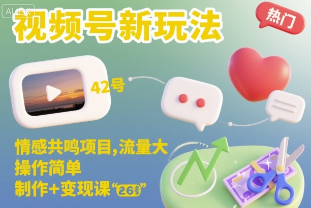 视频号新玩法,情感共鸣项目,流量大,操作简单,制作+变现课-八百库