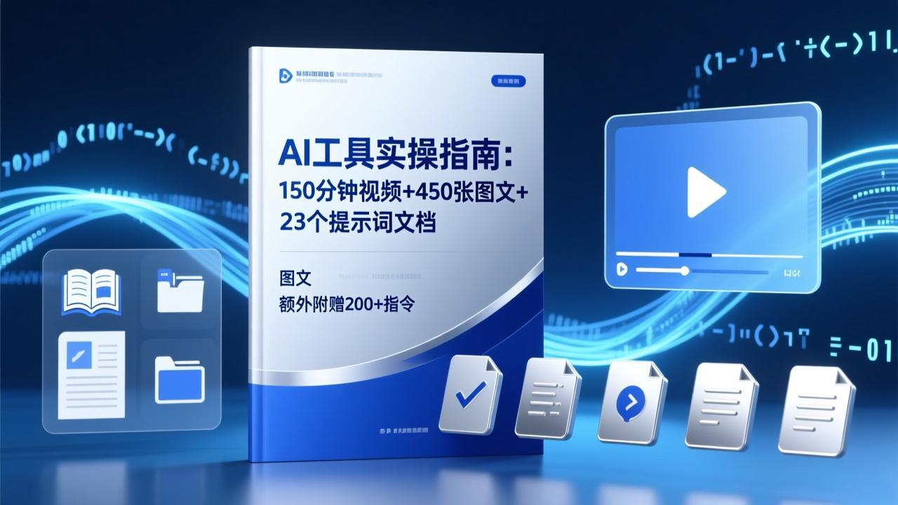 AI工具实操指南：150分钟视频+450张图文+23个提示词文档，额外附赠200+指令-八百库