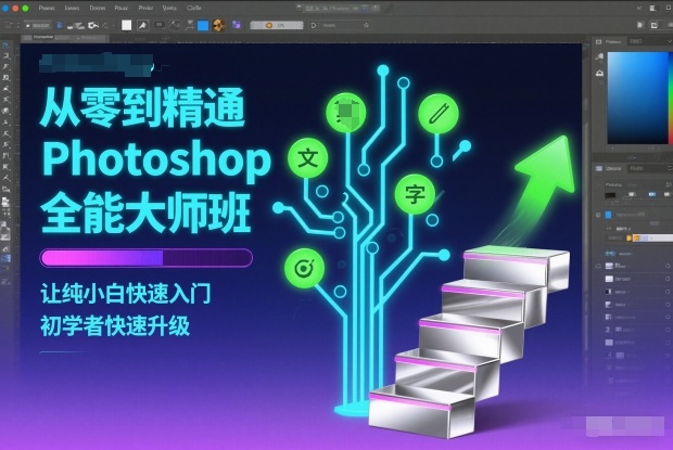 从零到精通Photoshop全能大师班，让纯小白快速入门，初学者快速升级-八百库