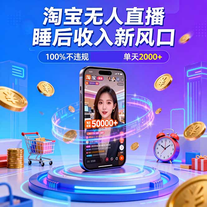 淘宝无人直播，不违规不封号，直播100小时卖了5万，年底旺季！-八百库