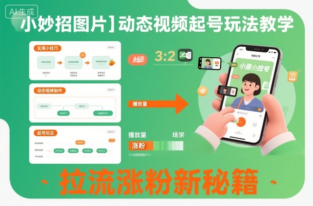 小妙招图片＋动态视频起号玩法教学，拉流涨粉新秘籍-八百库