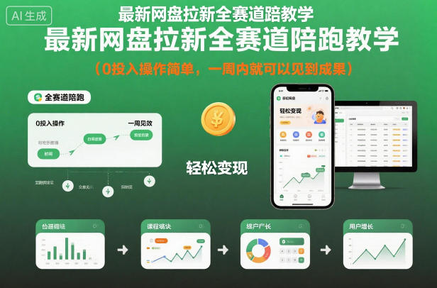 最新网盘拉新全赛道陪跑教学,0投入操作简单,一周内就可以见到成果-八百库