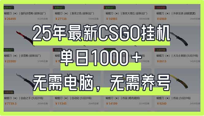 (14178期)25年最新CSGO挂机系统,单日1000+,无需电脑,无需养号,0基础可上手-八百库