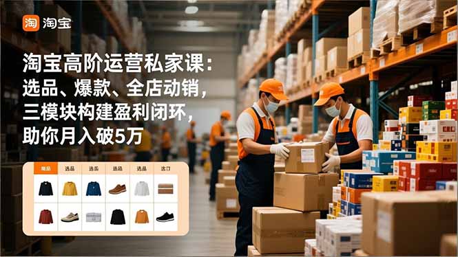 淘宝高阶运营私家课：选品、爆款、全店动销，三模块构建盈利闭环，助你月入破5万-八百库