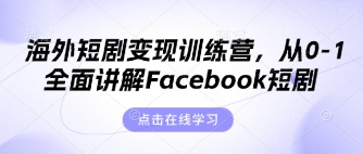 海外短剧变现训练营,从0-1全面讲解Facebook短剧-八百库