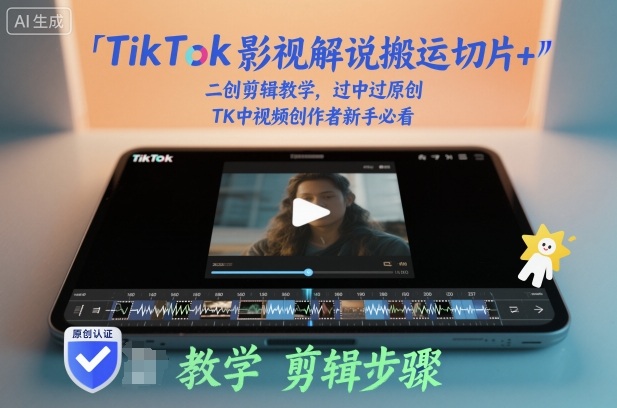 TikTok影视解说搬运切片+二创剪辑教学,过中过原创,TK中视频创作者新手必看-八百库