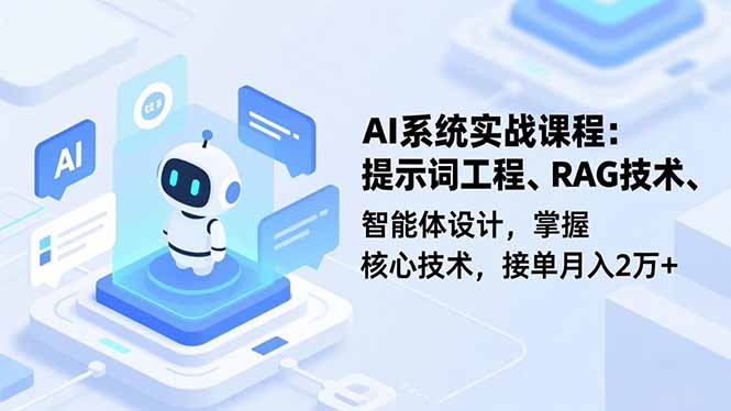 AI系统实战课程，提示词工程、RAG技术、智能体设计，掌握核心技术，接单月入2万+-八百库