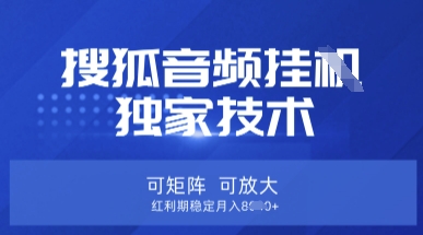 【搜狐音频挂G】独家技术,可矩阵可放大,红利期稳定月入8k【揭秘】-八百库