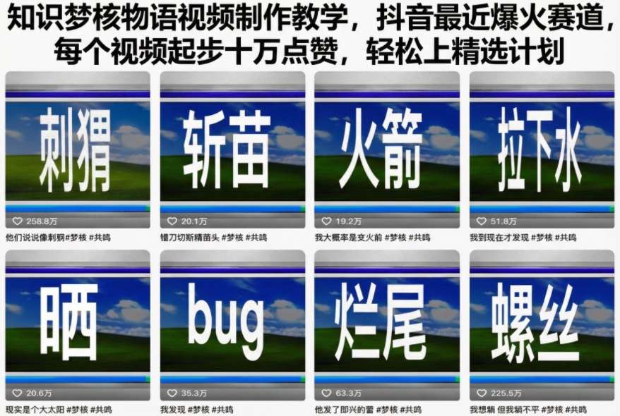 知识梦核物语视频制作教学,抖音最近爆火赛道,每个视频起步十万点赞,轻松上精选计划-八百库