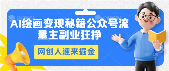 AI绘画变现秘籍:公众号流量主副业狂挣,网创人速来掘金-八百库