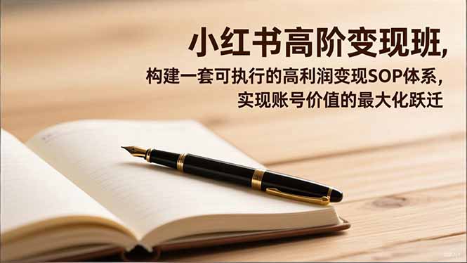 小红书高阶变现班,构建一套可执行的高利润变现SOP体系,实现账号价值的最大化跃迁-八百库