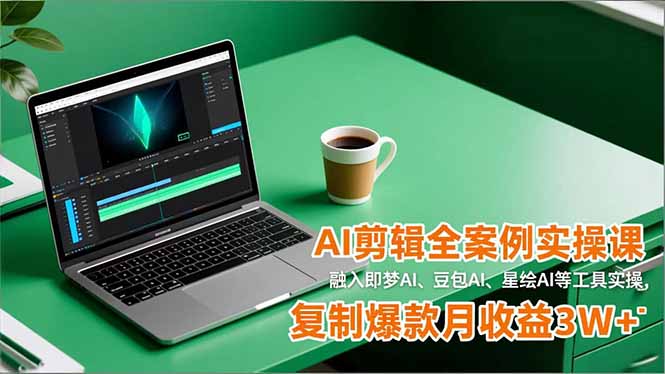 AI剪辑全案例实操课，融入即梦AI、豆包AI、星绘AI等工具实操，复制爆款月收益3W+-八百库