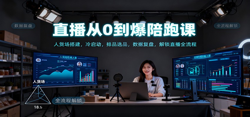直播从0到爆陪跑课:人货场搭建,冷启动,排品选品,数据复盘,解锁直播全流程-八百库