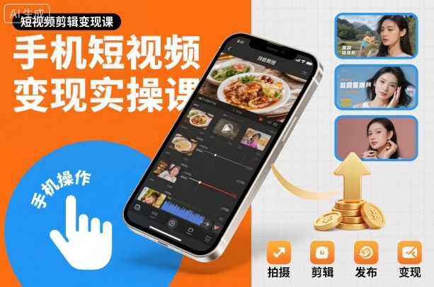 手机短视频变现实操课,短视频剪辑变现课-八百库