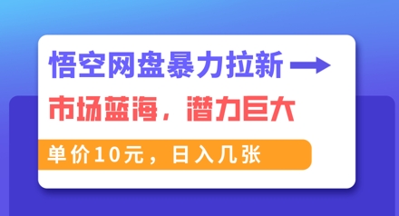 悟空网盘暴力拉新：一单10元，市场空白，日入几张-八百库