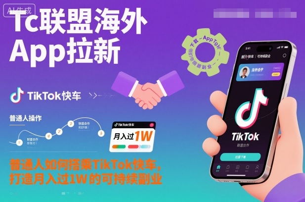 Tc联盟海外App拉新:普通人如何搭乘TikTok快车,打造月入过1W的可持续副业-八百库