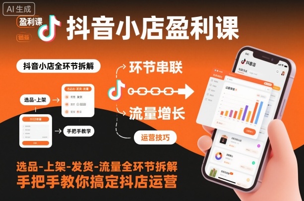 抖音小店盈利课-选品-上架-发货-流量全环节拆解,手把手教你搞定抖店运营-八百库