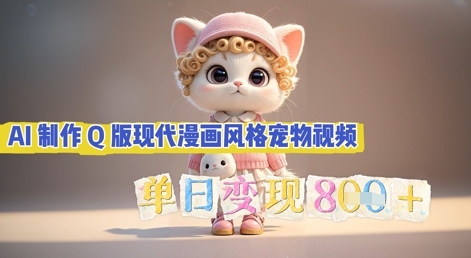 AI制作Q版现代漫画风格宠物视频,单日变现几张-八百库
