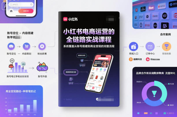 小红书电商运营的全链路实战课程，系统覆盖从账号搭建到商业变现的完整流程-八百库