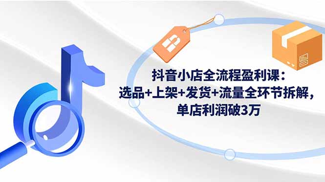 抖音小店全流程盈利课：选品+上架+发货+流量全环节拆解，单店利润破3万-八百库