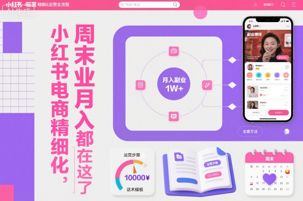 小红书电商精细化运营全流程,周末副业月入1W+,全套方法都在这了-八百库