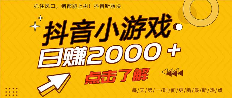 2025年爆火的抖音小游戏项目,一部手机日入2000+-八百库