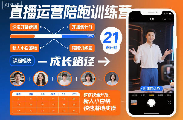 直播运营陪跑训练营,教你快速开播,新人小白快速落地实操-八百库