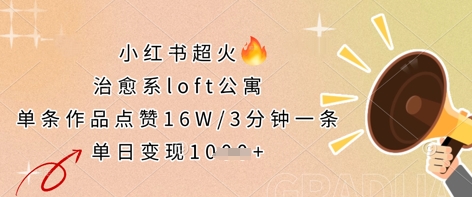 小红书超火的治愈系loft公寓，单条作品点赞16W，3分钟一条，单日变现数张-八百库