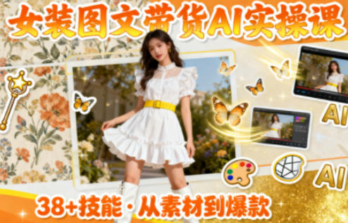 女装图文带货的AI实操课，覆盖38个实用技能，快速提升素材制作效率-八百库