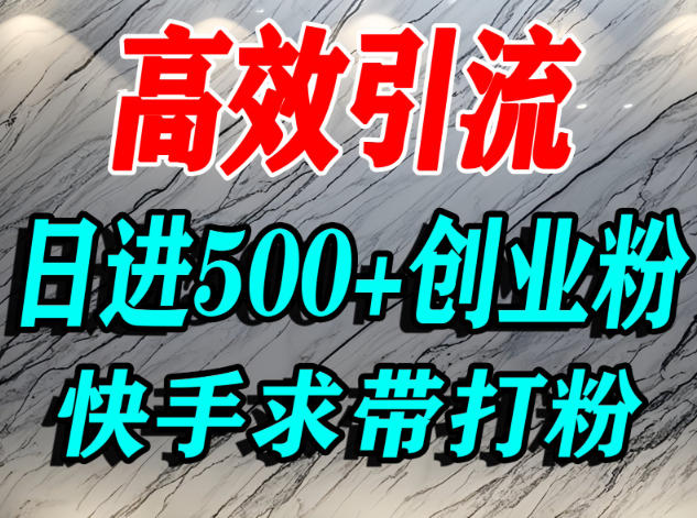 怎么打创业粉?快手求带视角精准引流创业粉,宝妈、学生群体日进500+精准流量-八百库