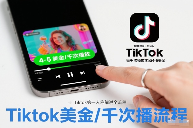 TK中视频计划项目,Tiktok第一人称解说流程,每干次播放奖励4-5美金-八百库