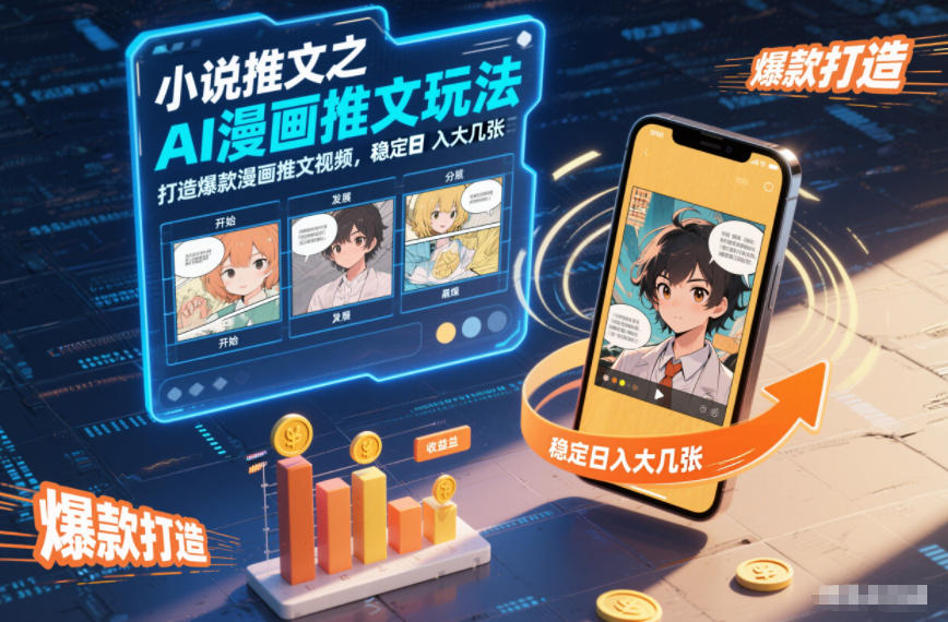小说推文之AI漫画推文玩法，打造爆款漫画推文视频，稳定日入大几张-八百库