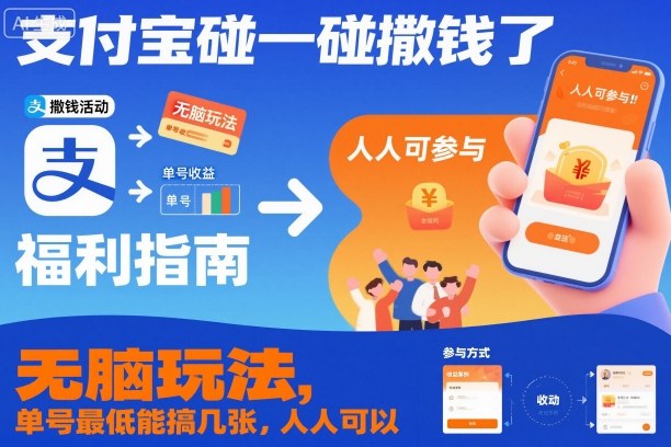 支付宝碰一碰撒钱了，无脑玩法，单号最低能搞几张，人人可以撸【揭秘】-八百库