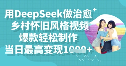 用DeepSeek做治愈乡村怀旧风格视频，爆款轻松制作，当日最高变现多张-八百库